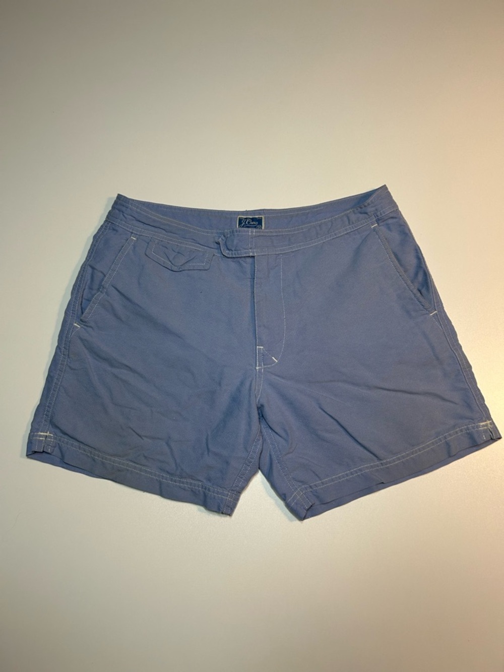 J.Crew Trunks Oxford Cloth Blue Cotton Swim Shorts Retro James Bond Style